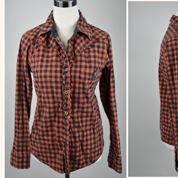 BKE Buckle Plaid Long Sleeve Button Down Western - Picture 1 of 8